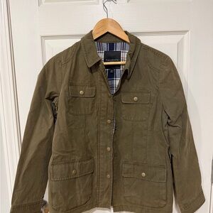 Talbots Khaki Jacket with Plaid Lining